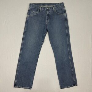 Wrangler Rugged Wear Mens Straight Leg Jeans Blue Denim Mid Wash 34x32